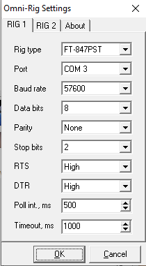 OmniRig port settings
